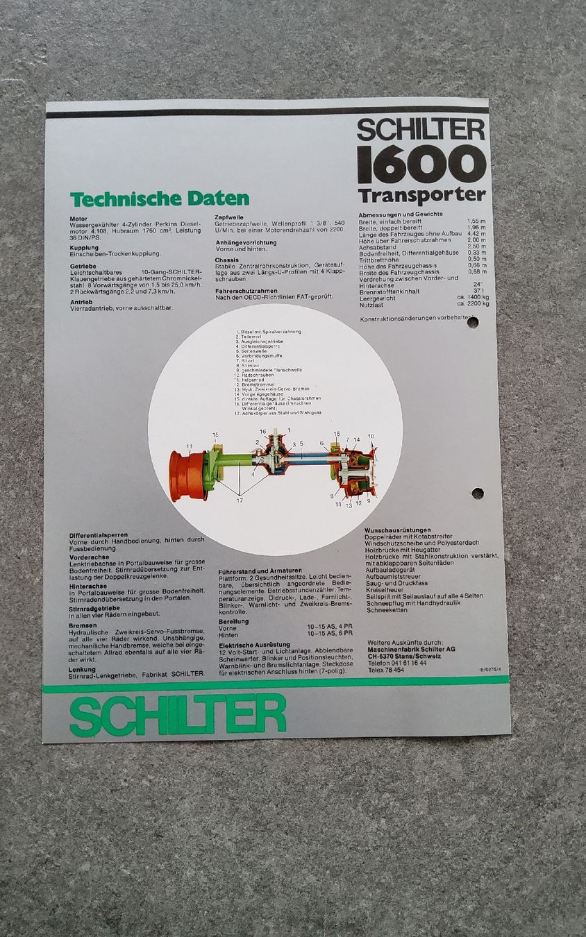Schilter Documents: Schilter 1600 Transporter – D'occasion à Holziken par douglas70 2