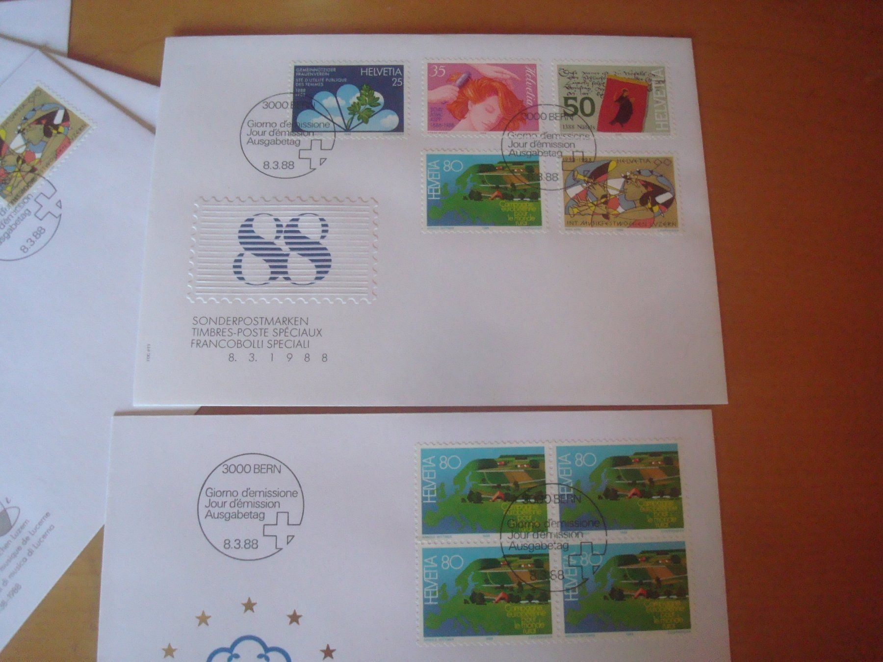 Tutti i francobolli: CH 1988 FDC Serie einzeln und 4er – Usato da Gordola venduto da Polentaefung 2
