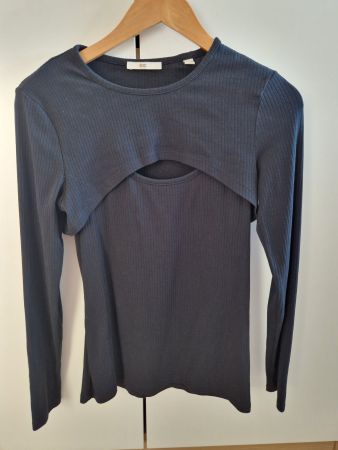 Esprit Damen Langarmshirt Cut Out schwarz Gr. L