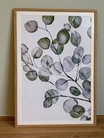 Eucalyptus Watercolor Poster mit Holzrahmen