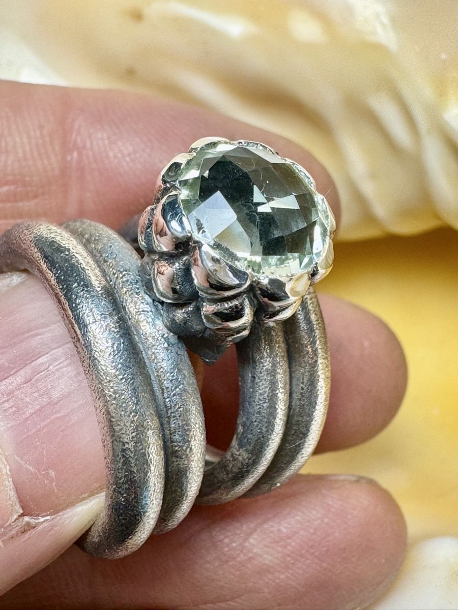 Anelli: Echter Prasiolit - Designer-Silberring  – Nuovo e nell'imballaggio originale da Jona venduto da Herzschmiede 5