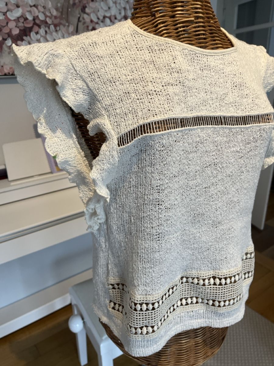 Mango Top: Strick-Top, Mango mit Spitzenbordüre,  M – Usato da Solothurn venduto da Bobesch08 3