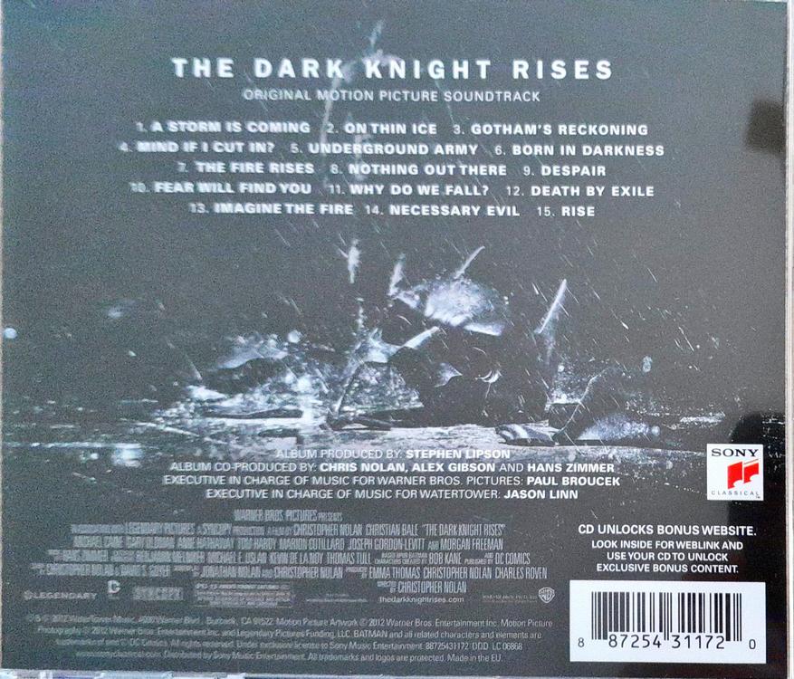 BATMAN - THE DARK KNIGHT RISES (OST / 2012) 1 CD | Acheter sur Ricardo