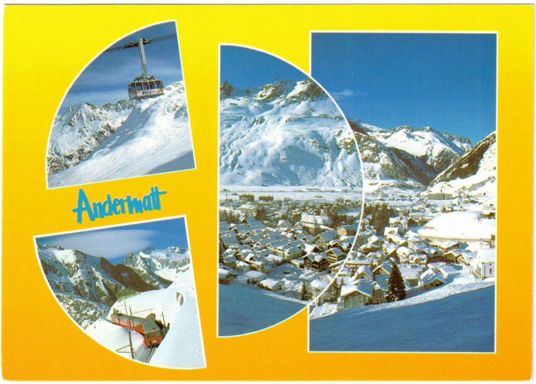 Cartoline postali: Andermatt - 4 Bild AK – Usato da Binningen venduto da Mountainrider