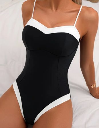 Maillot de bain noir et blanc, taille L/XL, neuf