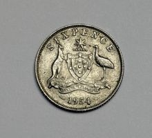Pièce Sixpence 1954 Australie Elizabeth II état d'usage