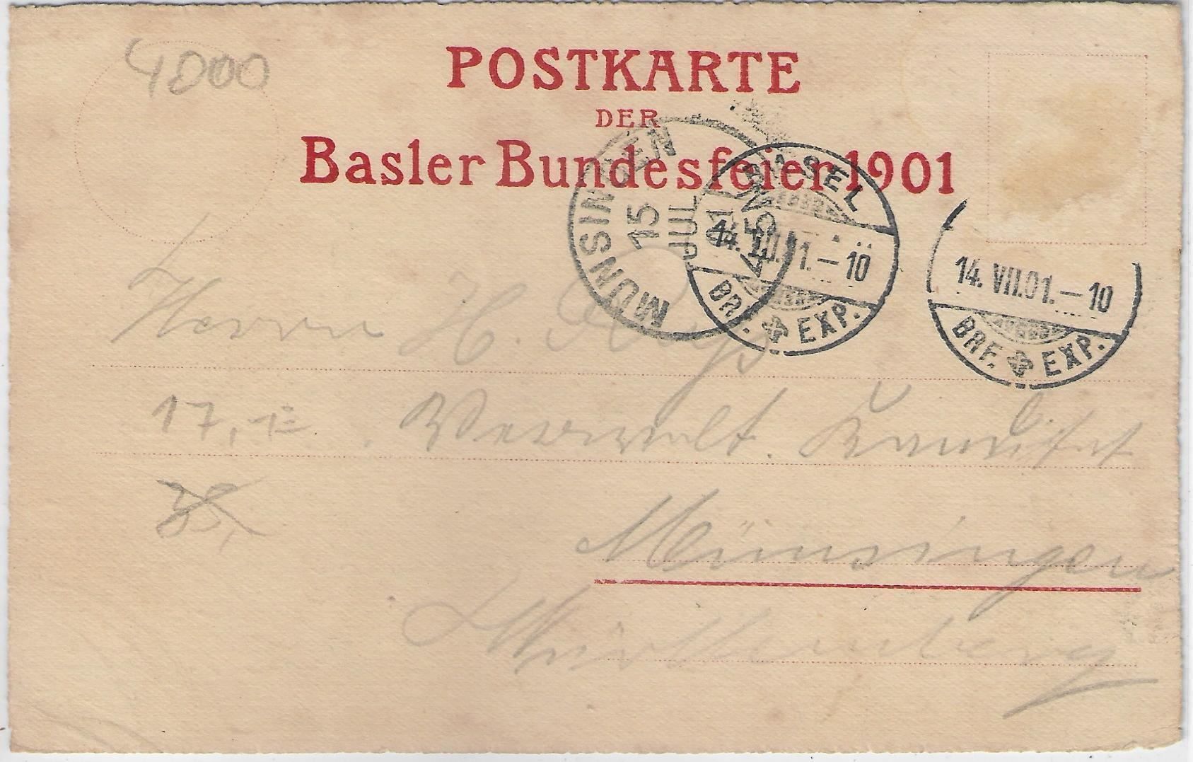 Cartoline postali: Basler Bundesfeier Festspiele 1901 – Usato da Ettingen venduto da Kartenplanet 1