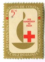 Briefmarke "Rotes Kreuz". Kolumbien