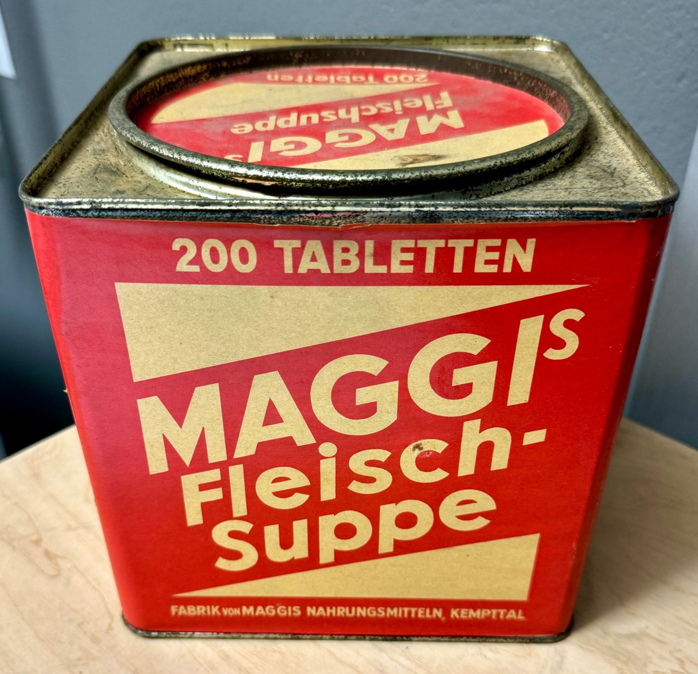 Barattoli: Alte Blechdose MAGGI Fleischsuppe 200 Tabletten vintage – Usato da Rothrist venduto da Luckywinner 3