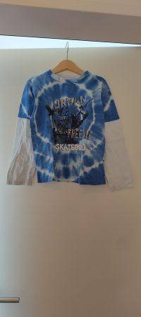 Kinder Langarmshirt Batik Skateboard Blau Gr 116