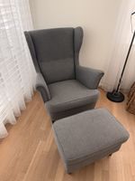 Sessel mit Hocker grau IKEA STRANDMON
