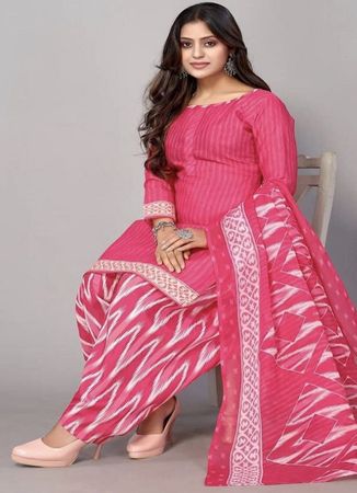 Lebhaftes Fuchsia-Baumwoll-Ensemble in Gr.40