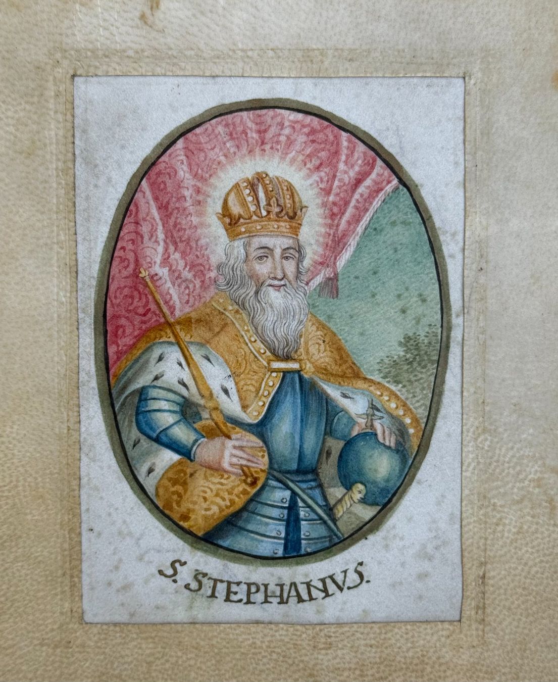 Dipinti: Handgemalte Miniatur S. Stephanus wohl 17. Jh. – Usato da Murgenthal venduto da allbazar 1
