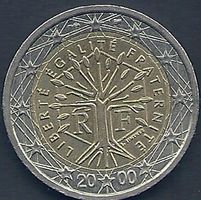 FRANKREICH - 2 EURO 2000 - ERSTAUSGABE DES EURO - SCHOEN