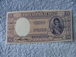 Chile 5 Pesos Geldschein, Banknote, Medio Condor C29-95, Neu