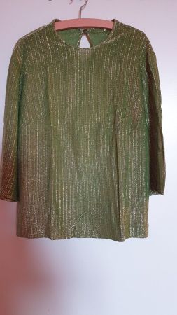 Bluse 40, Grün/Gold, Syntetik