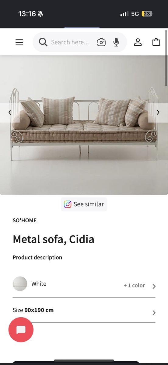Sofas: Metallsofa Cidia weiss 90x190 cm – D'occasion à Baar par Alaya.Bulica 2