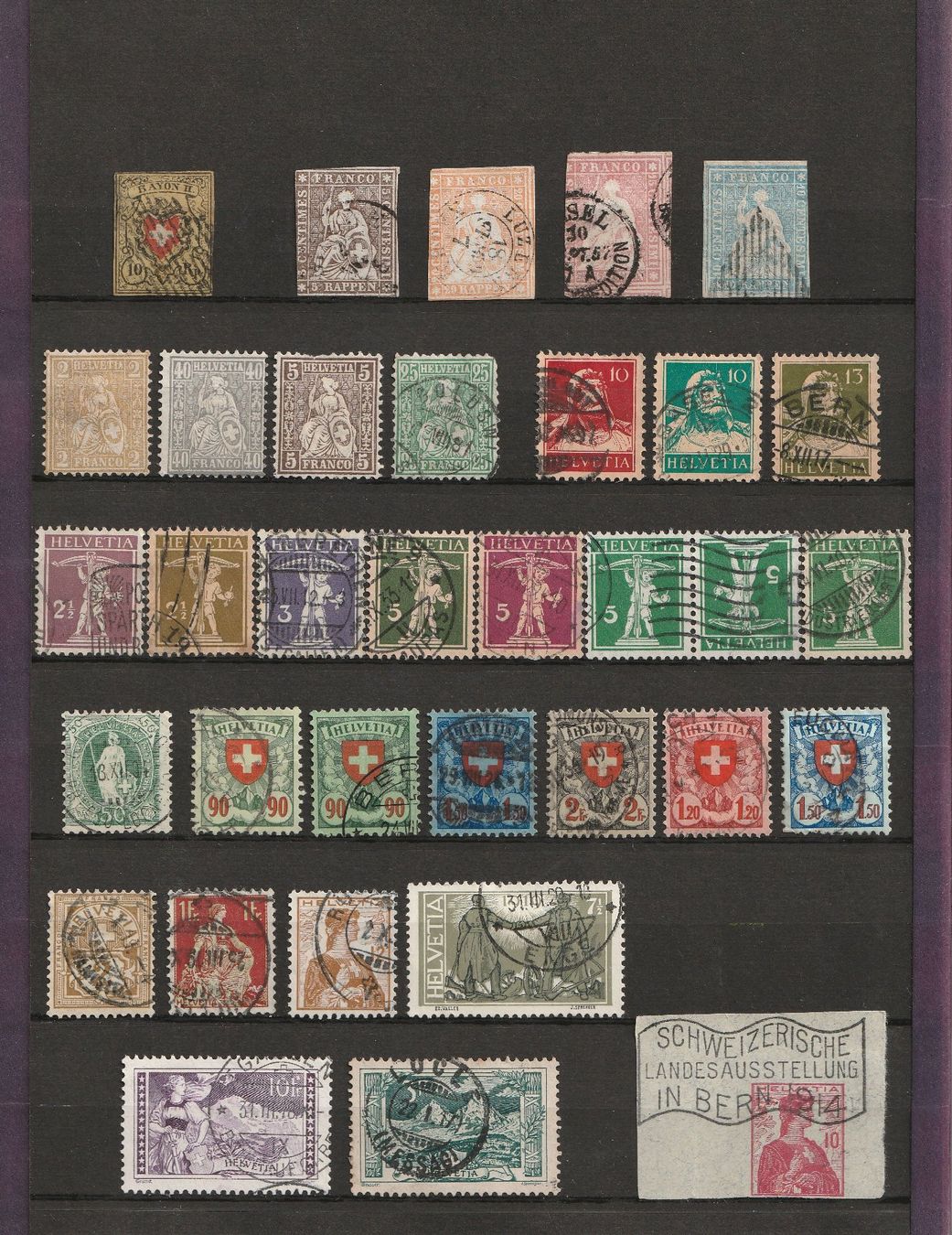 Tutti i francobolli: 89 alte Schweizer Briefmarken 1850 - 1949 – Usato da Basel venduto da chrisKB