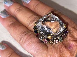 Rock Crystal Cocktail Ring Citrine Tourmalines