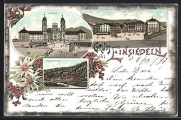 Litho Einsiedeln, Kloster, Hauptplatz, F