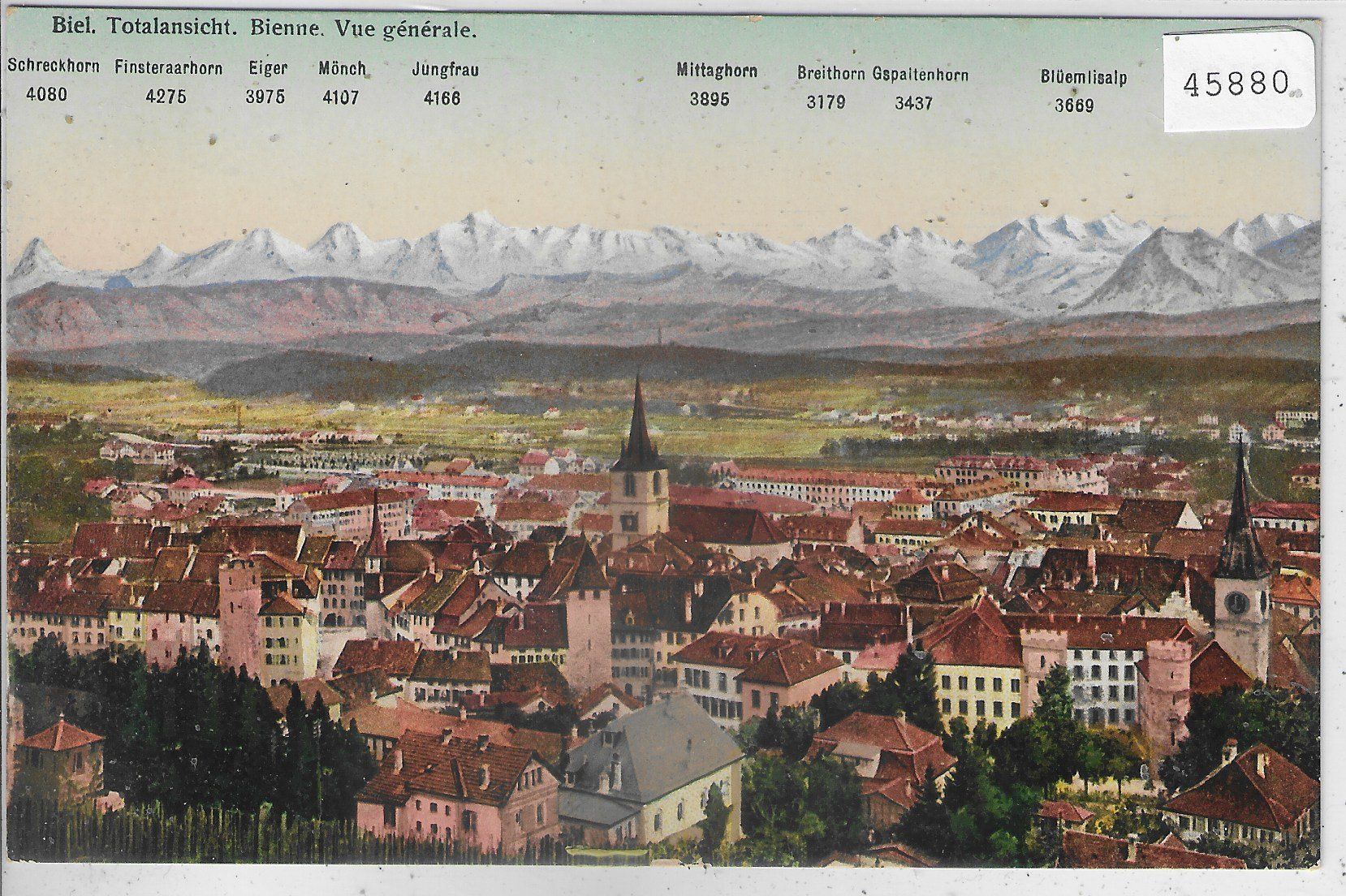 Cartoline postali: Biel Totalansicht - Bienne - Vue generale - Litho – Usato da Ettingen venduto da Kartenplanet