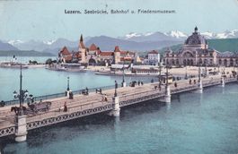 Luzern Seebrücke Bahnof u. Friedensmuseum  1907