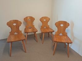 4x Massivholz Stabelle Holz Stuhl