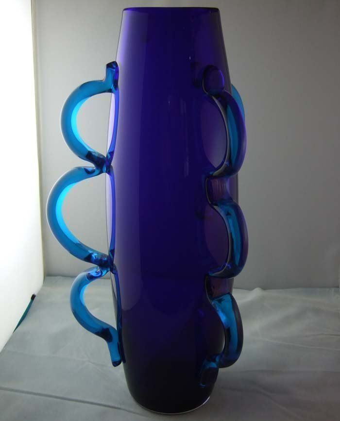 Venini Vasi & Recipienti: Vase Venini blau 1989 – Nuovo (secondo la descrizione) da Stein am Rhein venduto da Vitrum8260
