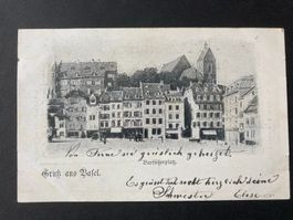 AK Gruss aus Basel Barfüsserplatz