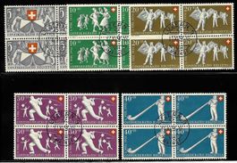 1951, B51-55 Viererblockserie zentrisch gestempelt (15211)