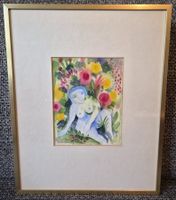Aquarell, Weiblicher Akt in Blumen, Werner Hansche 1928-2010