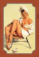Blechschild-PIN UP GIRL MIT BADEMANTEL