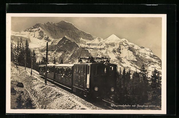 Cartoline postali: AK Wengernalpbahn mit Jungfrau – Usato da Berlin venduto da bartko-reher