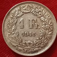 1 FRANC Suisse 🇨🇭 1945 ARGENT