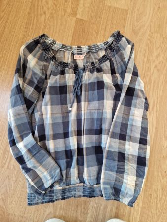Bluse türkis / weiss kariert 40