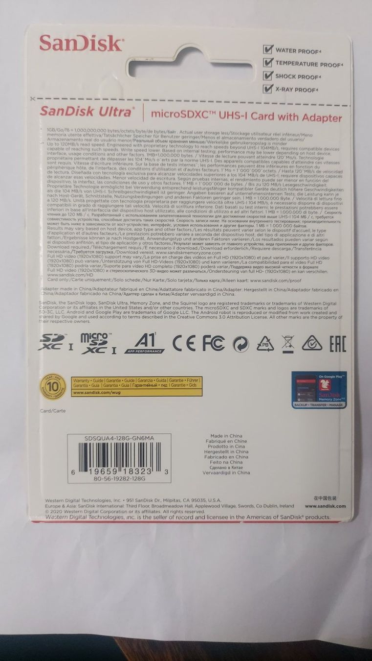Sandisk Schede di memoria: Original SanDisk Micro SD Karte 128 GB – Nuovo e nell'imballaggio originale da Mels venduto da ricoshop 1