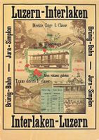 Luzern Interlaken Brünig Bahn historisches Eisenbahnplakat G