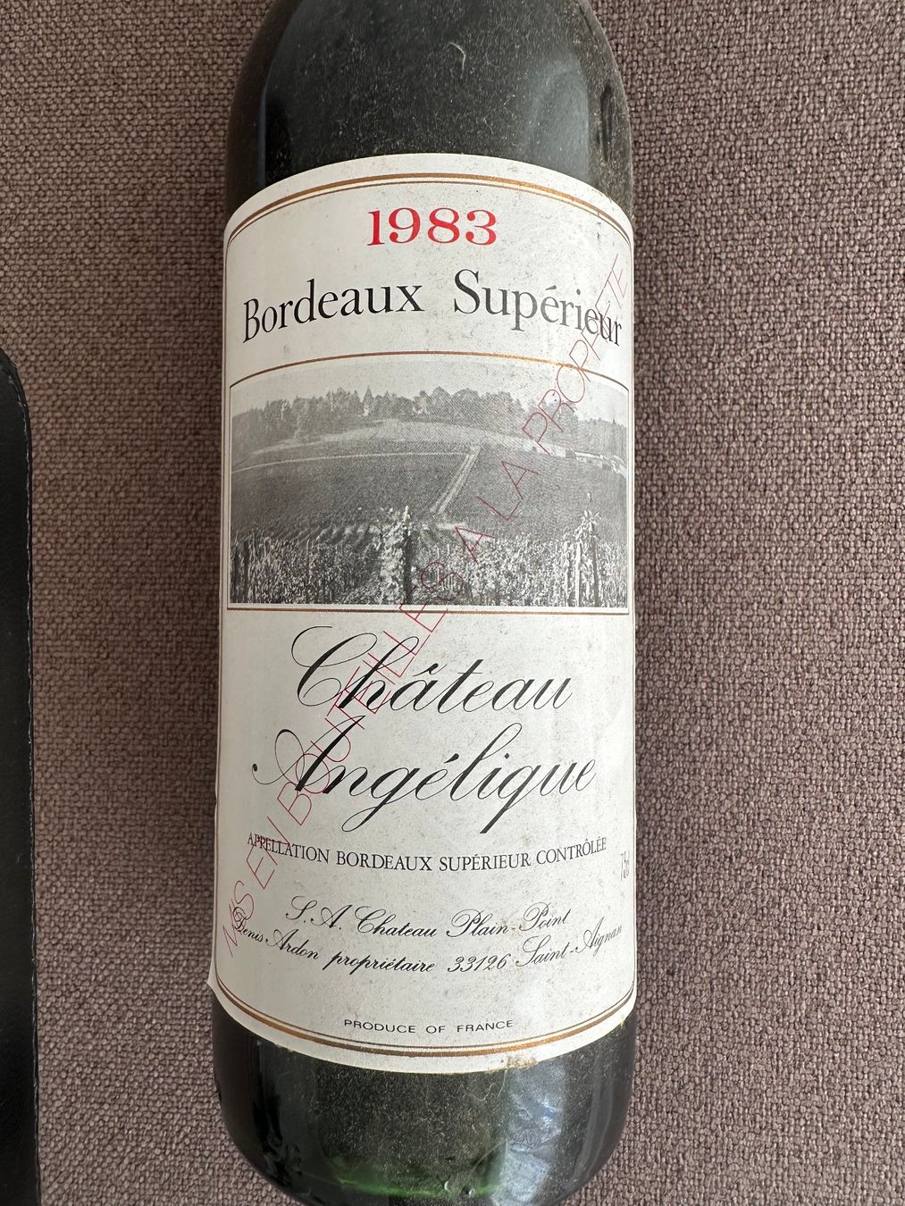 Vins: Bordeaux Superieur Wein 1983 – Neuf (Voir description) à Mörschwil par muenggeli99 1