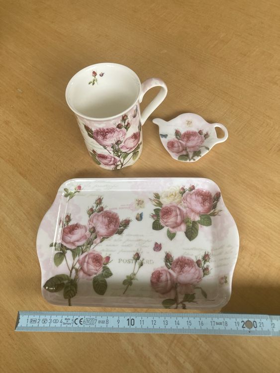 J6&H6 Romantisches Briefpapier-Set – Mit Rosen & Schmetterlingen, 16 Umschläge + 16 Briefblätter, Rosa Rose Design