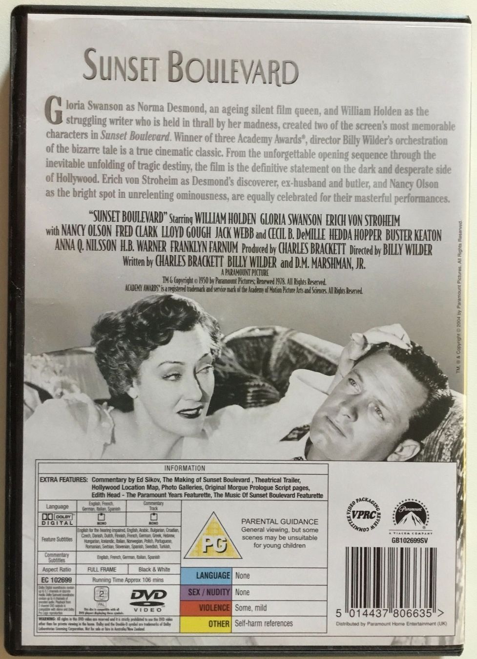 Tutti i DVDs: SUNSET BOULEVARD - DVD Billy Wilder  Holden Swanson Stroheim – Usato da Zürich venduto da kalikabisa 2