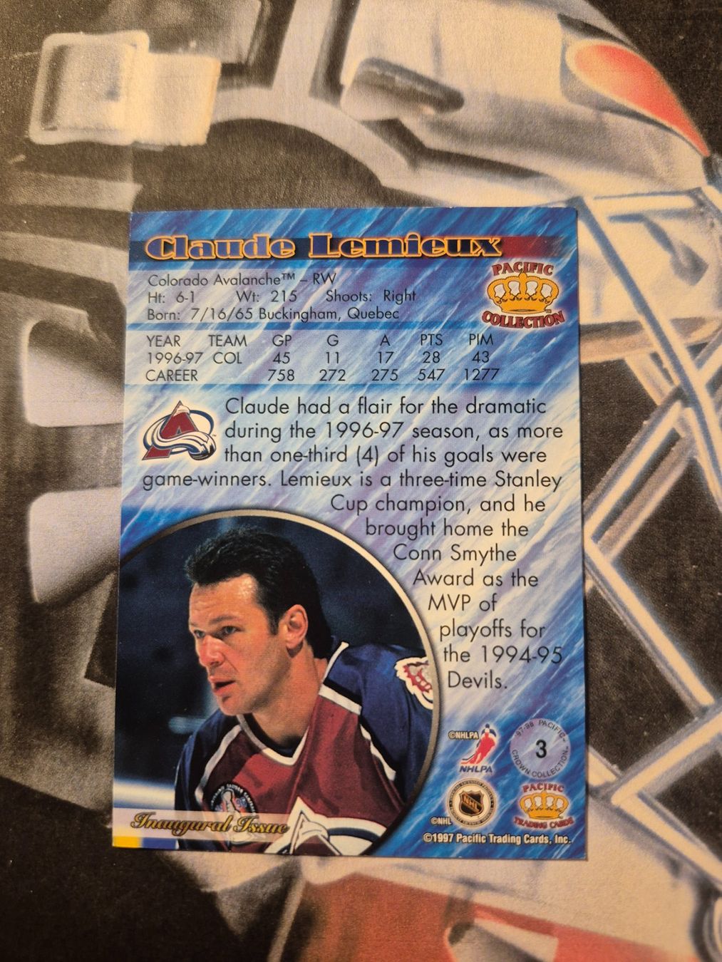 NHL Carte collezionabili: NHL Claude Lemieux Colorado Avalanche – Usato da Treiten venduto da Sauber73 1