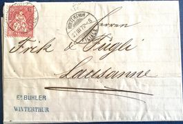 1879  Sitzende Helvetia Brief Winterthur - Lausanne