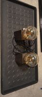 Lampe mit Holzsockel und Edison Glühbirnen 2er Set