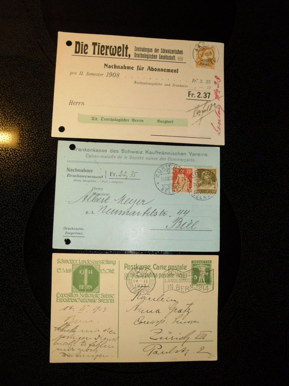 Tutti i francobolli: 3 alte Postkarten Schweiz ab Anfang 1900 – Usato da Ebikon venduto da bowito