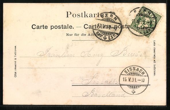 Ansichtskarten: AK Bern, Botanischer Garten, 1901 – Gebraucht aus Berlin von bartko-reher 1