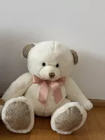 Heunec BEAR PEARLIE 'Creamie' with rosé bow medium