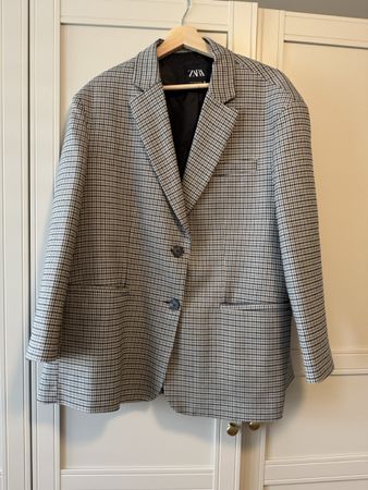 Trendiger Blazer von Zara, Grau Kariert, Gr. M, Herbst