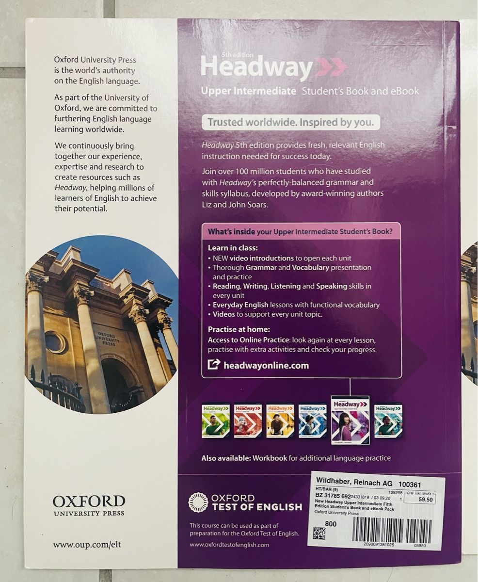 Libri: HEADWAY UPPER INTERMEDIATE WORKBOOK MIT KEY + STUDENTS BOOK – Usato da Buchs AG venduto da fischli610 2