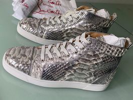 CHRISTIAN LOUBOUTIN Crystals Python Leder Sneakers 43.5 NEU