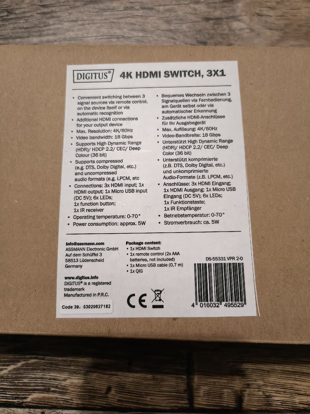 Hub & Switch: Digitus 4K HDMI Switch, 3x1 – Nuovo (secondo la descrizione) da Obfelden venduto da Alf2005 1